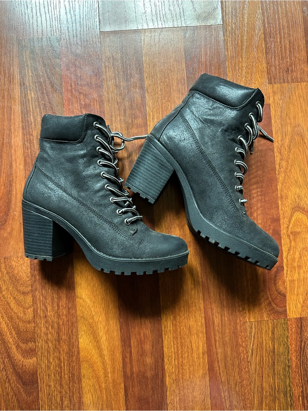 Black MIA Garrett Heeled Grungy Moto Boots